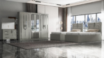 Chambre A Coucher 2 Lits Jumeaux 6 Battants 4 Pieces Gris Clair Ema Twin – Image 2