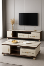 Table Téléviseur Beige Marron 150X34 TV430 + Table Basse 120X60 430 - immagine 2