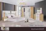 Chambre A Coucher 6 Battants 5 Pieces Blanc Beige MC625H – Image 2