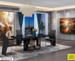 Table A Manger 6 Places 160X90CM Noir C6316(1+6) - immagine 2
