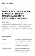 Table Téléviseur Marron Beige 150X34 TV431 + Table Basse 120X60 431 – Image 3