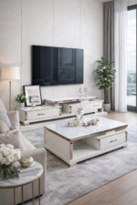 Table Téléviseur Blanc 150X40CM Tv204+Table Basse 120X60 204 - immagine 2