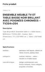 Table Téléviseur Noir 160X40CM Tv204+Table Basse 120X60 204 - immagine 3