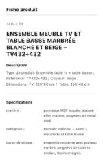 Table Téléviseur Beige 150X40 Tv432+Table Basse 120X60 432 - immagine 3