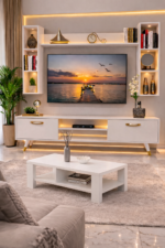 Table Téléviseur MFC1013 Blanc TVB011 + Table Basse MFC1013 – Image 2