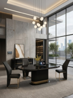 Table A Manger 6 Places 160X90CM Noir C606 (1+6) - immagine 2
