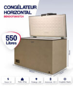 Congélateur Beko Horizontal 550 Litres Avec Vitre Gris CF380ST24 - immagine 4