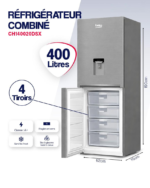 Réfrigérateur Beko Combiné 4 Tiroirs Avec Fontaine Gris CH140020SX – Image 5
