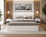Lit 160X190 Cm Blanc LITB002 + Chevet 41X37X40 Cm CNB001 - immagine 2