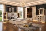 Chambre A Coucher Armoire 6 Battants 6 Pieces Beige Dore 8812 - immagine 2