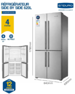 Réfrigérateur Enduro 4 Portes Side By Side 564 Litres INOX FD620P83BSX - immagine 2