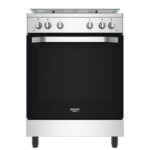 Cuisinière Hotpoint 4 Feux A Gaz 60X60 Four A Gaz Gris Hs67G2Pmx/It/1