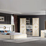 Chambre A Coucher Armoire 6 Battants 7 Pieces Beige 6195A