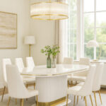 Table A Manger 6 Places 160X90CM Blanc C606 (1+6)