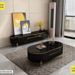 Table Téléviseur 180X40CM TV6318 + Table Basse 120X60 Noir 6318