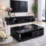 Table Téléviseur Noir 160X40CM Tv204+Table Basse 120X60 204
