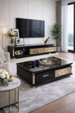 Table Téléviseur Marron-Noir 150X40 Tv429+Table Basse 120X60 429