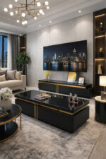 Table Téléviseur 180X40CM Noir TV6316 + Table Basse 120X60 6316