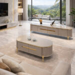 Table Téléviseur 180X40CM Gris TV6318 + Table Basse 120X60 6318