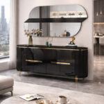 Table Console 180X40CM M6318 + Mirroir 130X70CM Noir G6318 + M6318