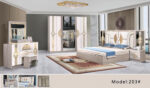 Chambre A Coucher Armoire 6 Battants 5 Pieces Beige Blanc MC203H