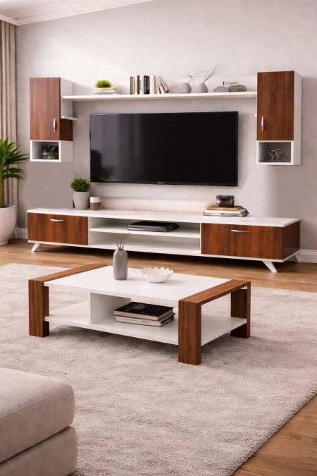 main_69cc0fe6c4535_image_2026-03-31_181814750-bigthumb Table Téléviseur Marron Blanc 160X40CM Tv204+Table Basse 120X60 204 - immagine 1