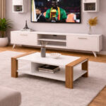 Table Téléviseur Mfc1013/42 TVBM010 Marron Blanc + Table Basse Mfc13/42 TBBM06