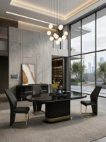 Table A Manger 6 Places 160X90CM Noir C606 (1+6)