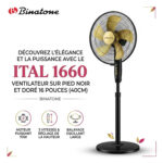 Ventilateur Binatone 16 » Sur Pied Noir Dore ITAL1660