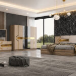 Chambre A Coucher Armoire 6 Battants 6 Pieces Beige 7309B