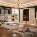 Chambre A Coucher Armoire 6 Battants 6 Pieces Beige Dore 8812