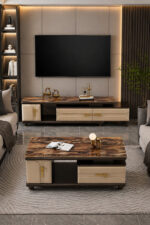 Table Téléviseur Marron 150X34 TV451 + Table Basse 120X60 451