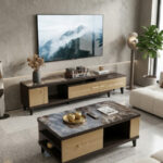 Table Téléviseur Marron 150X34 TV197 + Table Basse 120X60 197