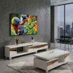 Table Téléviseur Beige 150X34 TV458 + Table Basse 120X60 458