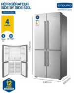 Réfrigérateur Enduro 4 Portes Side By Side 564 Litres INOX FD620P83BSX